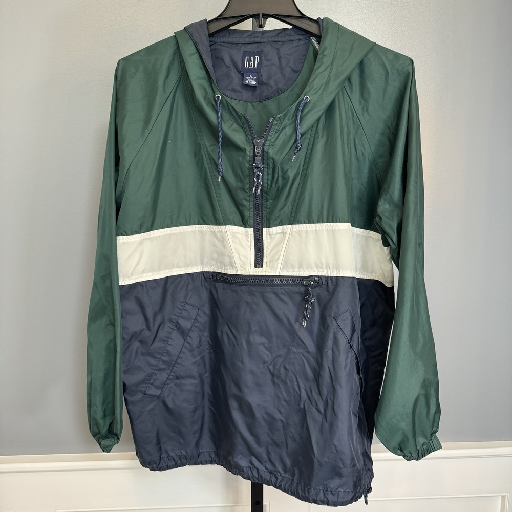 VINTAGE | GAP 1/4 Zip Color Block‎ Anorak Windbreaker Jacket sz L